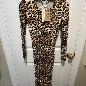 Capelli of New York Animal Print Long Sleeve Dress